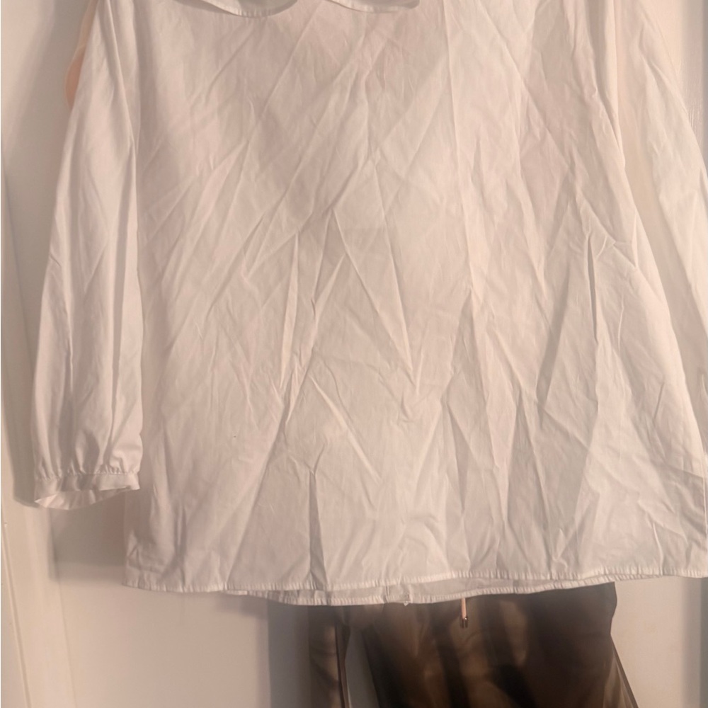 Zara Ruffled V-Neck White Blouse - Women Tops NWT - Picture 5 of 6
